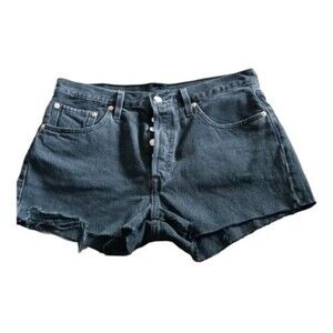 Levi's 501 Cut-Off Shorts Black Denim Womens Size 31 Mom High Waisted High Rise